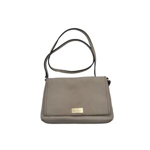 Kate Spade New York Liv Flap‎ Crossbody Bag Womens Small Beige Pebbled Leather